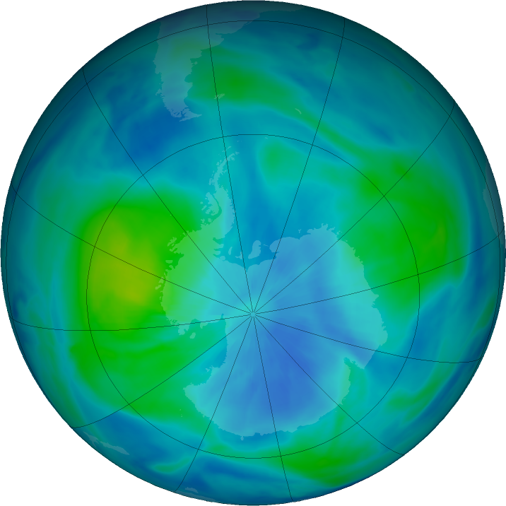 Antarctic ozone map for 18 March 2022